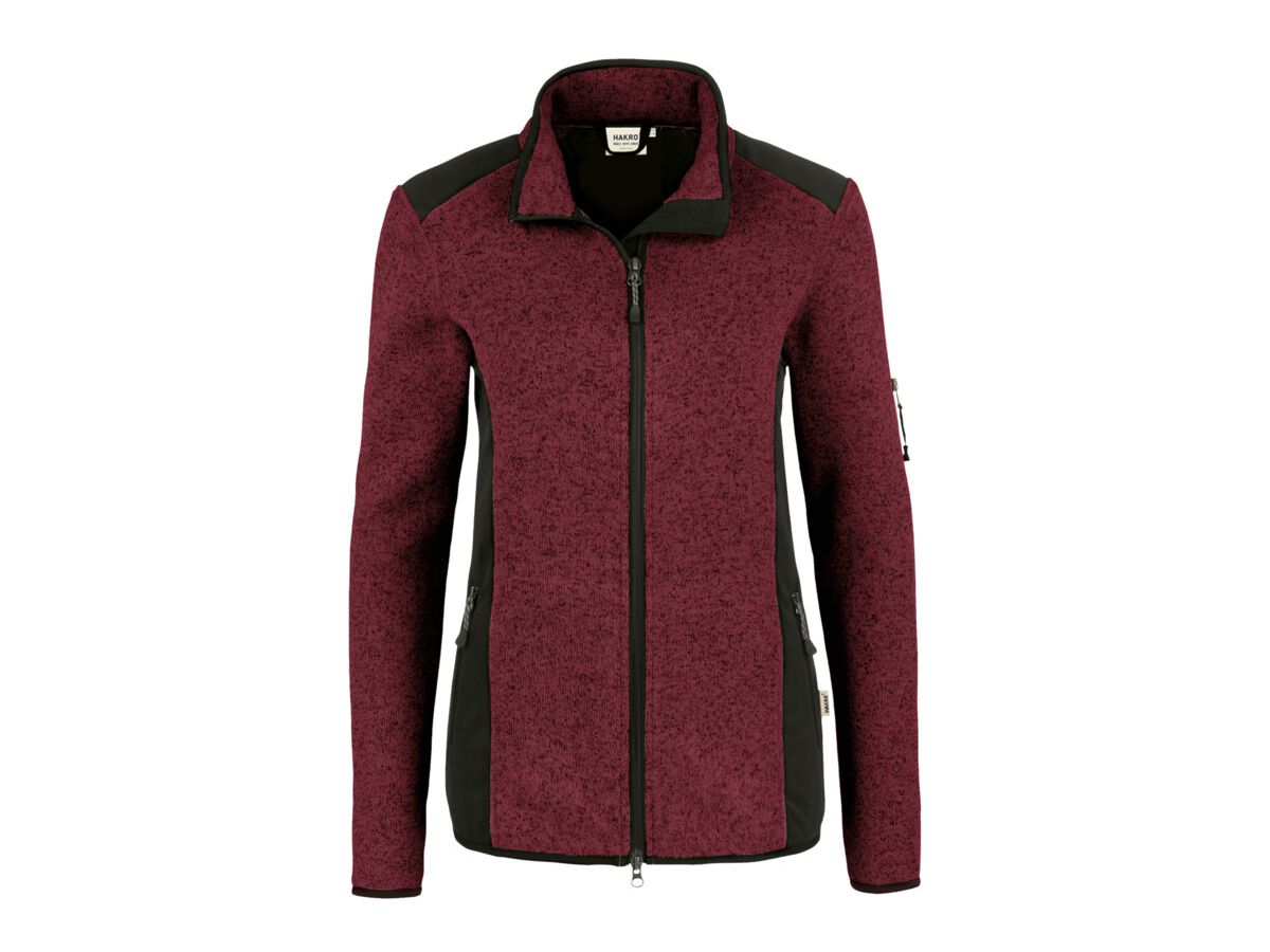 Damen Strickfleecejacke Churchill - Gr. L, weinrot meliert