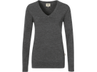 Damen-V-Pullover Merino W. L anth-mel. - 100% Merinowolle