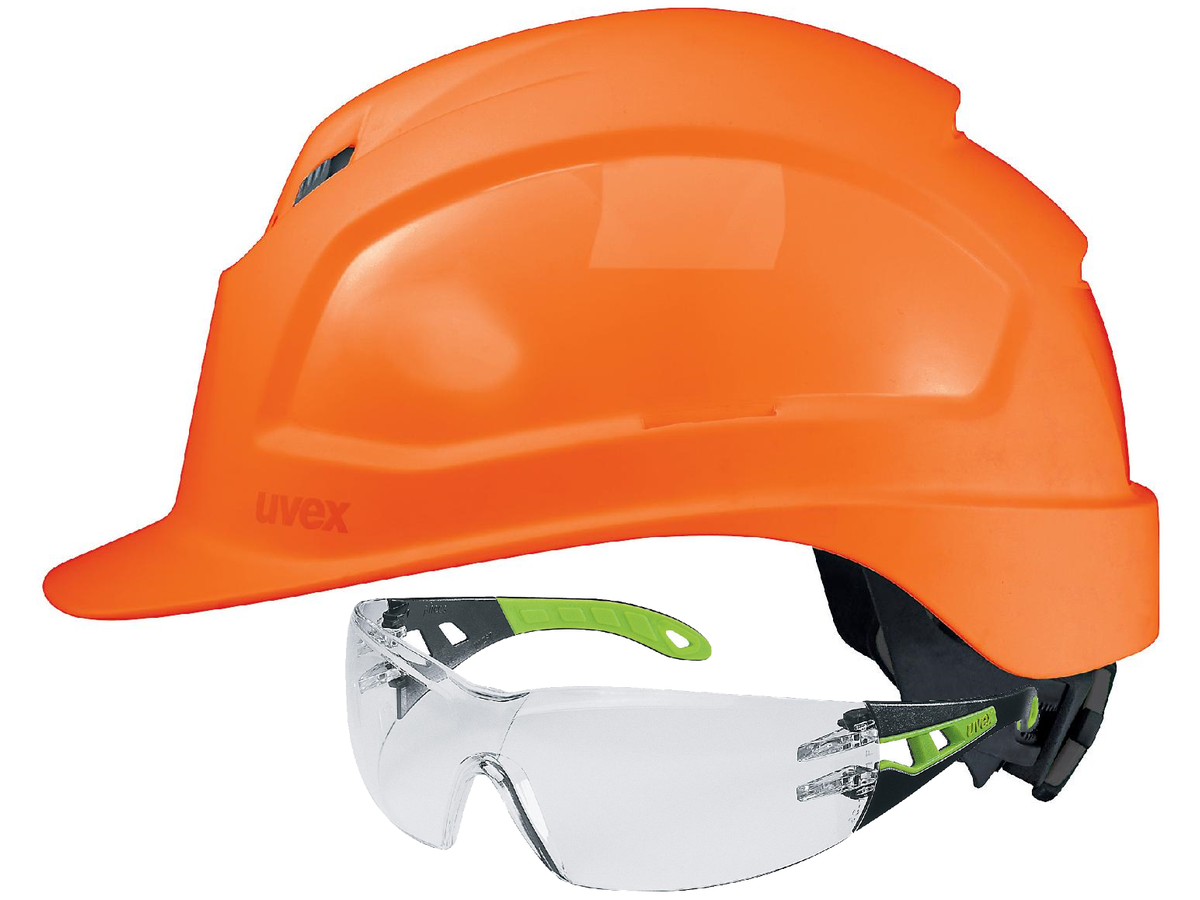 UVEX pheos IES 9772 Schutzhelm orange - inkl. Schutzbrille 9192225