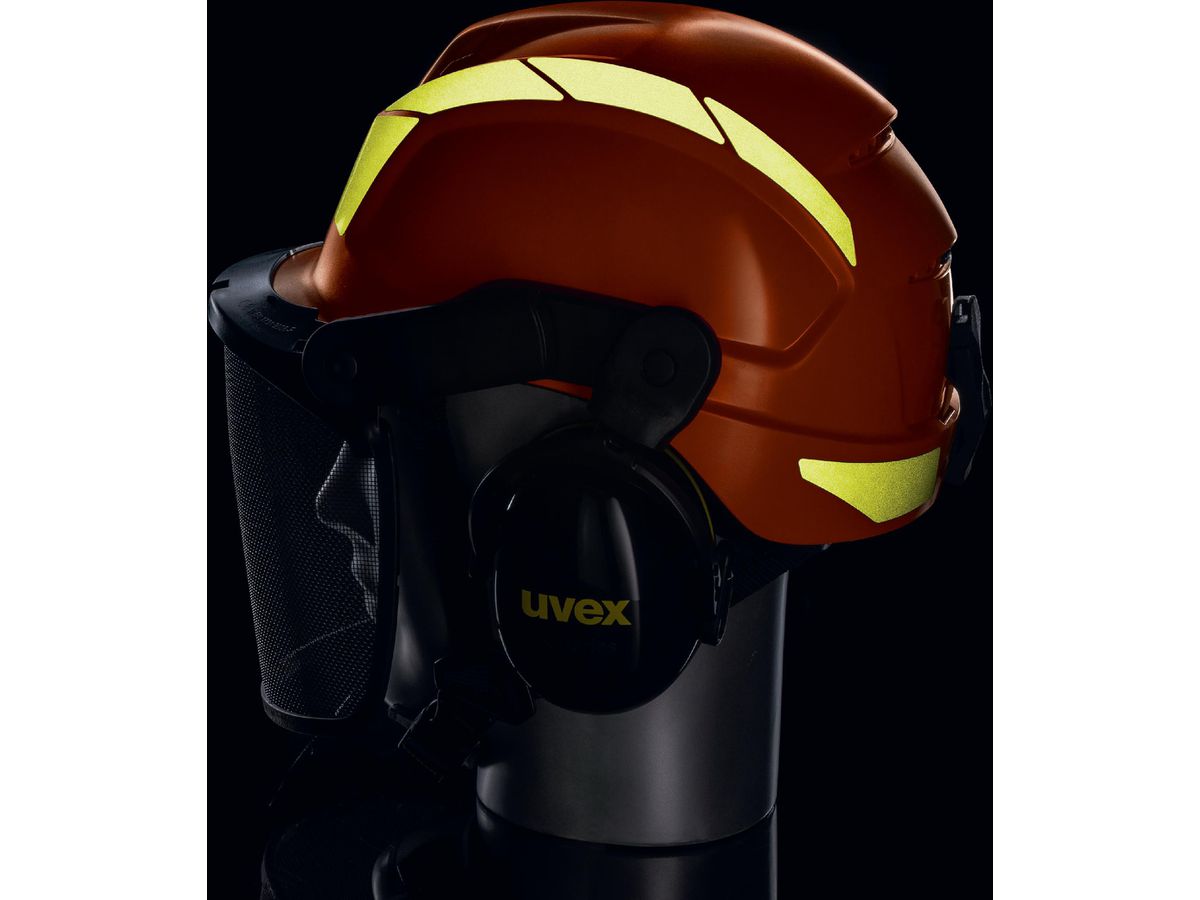 UVEX pheos forestry Schutzhelm orange - mit Metallvisier und Gehörschutz
