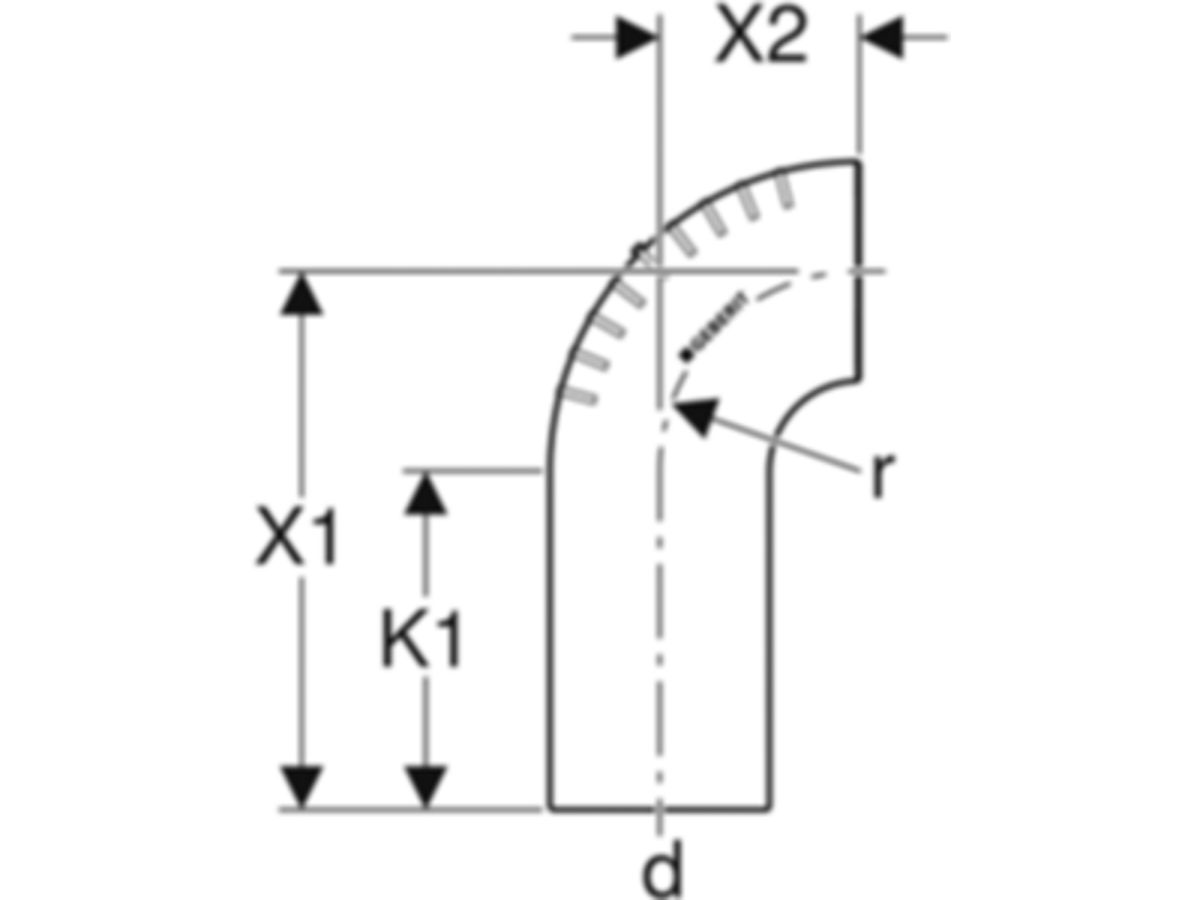 Geberit Silent Bogen 90° 110 mm - mit langem Schenkel