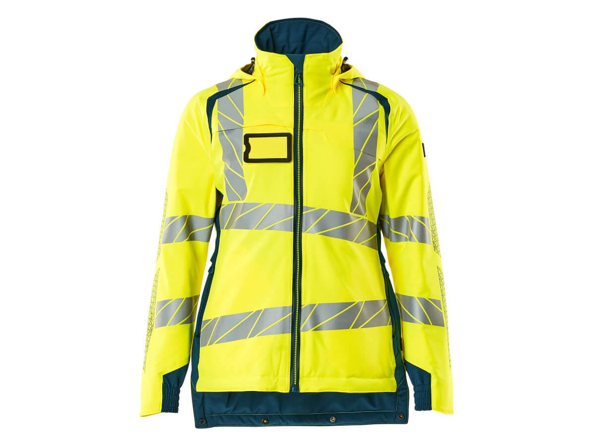 Winterjacke Damen-Passform, Gr. M - hi-vis gelb/dunkelpetroleum, 100% PES