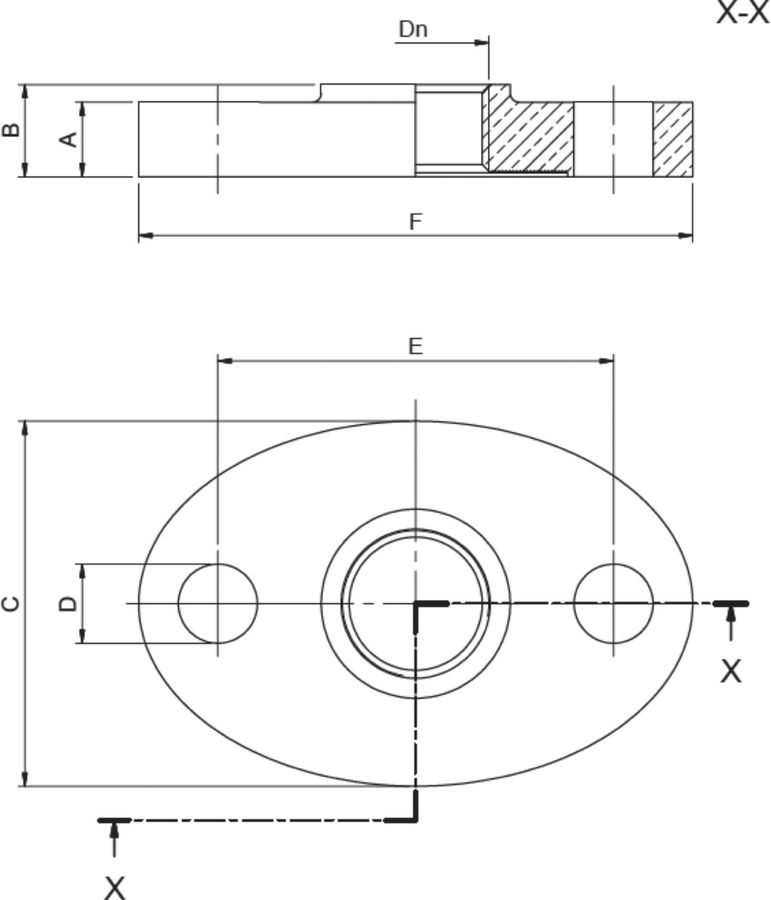 Rotguss Wassermesser-Flansch IG - Gummidichtung NBR PN10/40, PN16