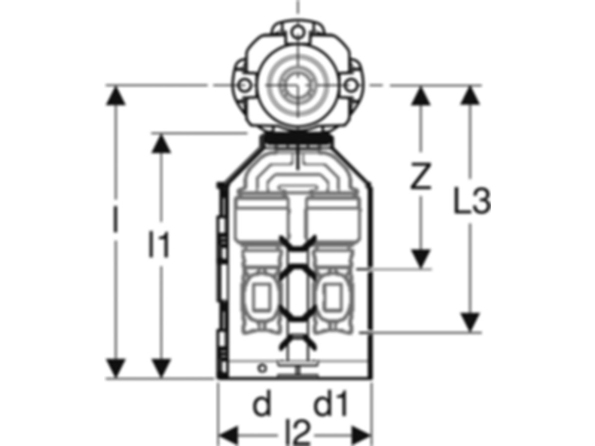 Doppelanschlussdosen 90° - GEBERIT FlowFit Rp 1/2 Zoll / d Ø 20 mm
