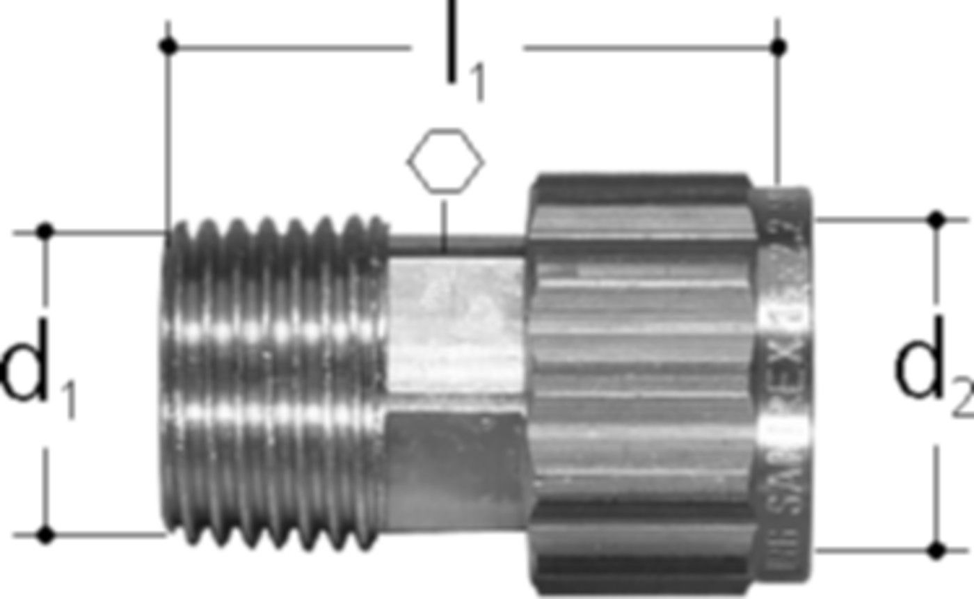 Sanipex Übergang mit Aussengewinde - loser Mutter, O-Ring-Dichtung