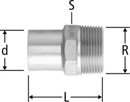 Optipress-Inox-Übergang - mit Einsteckende und Aussengewinde