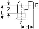 Mapress Therm Übergangswinkel 90° - mit Aussengewinde