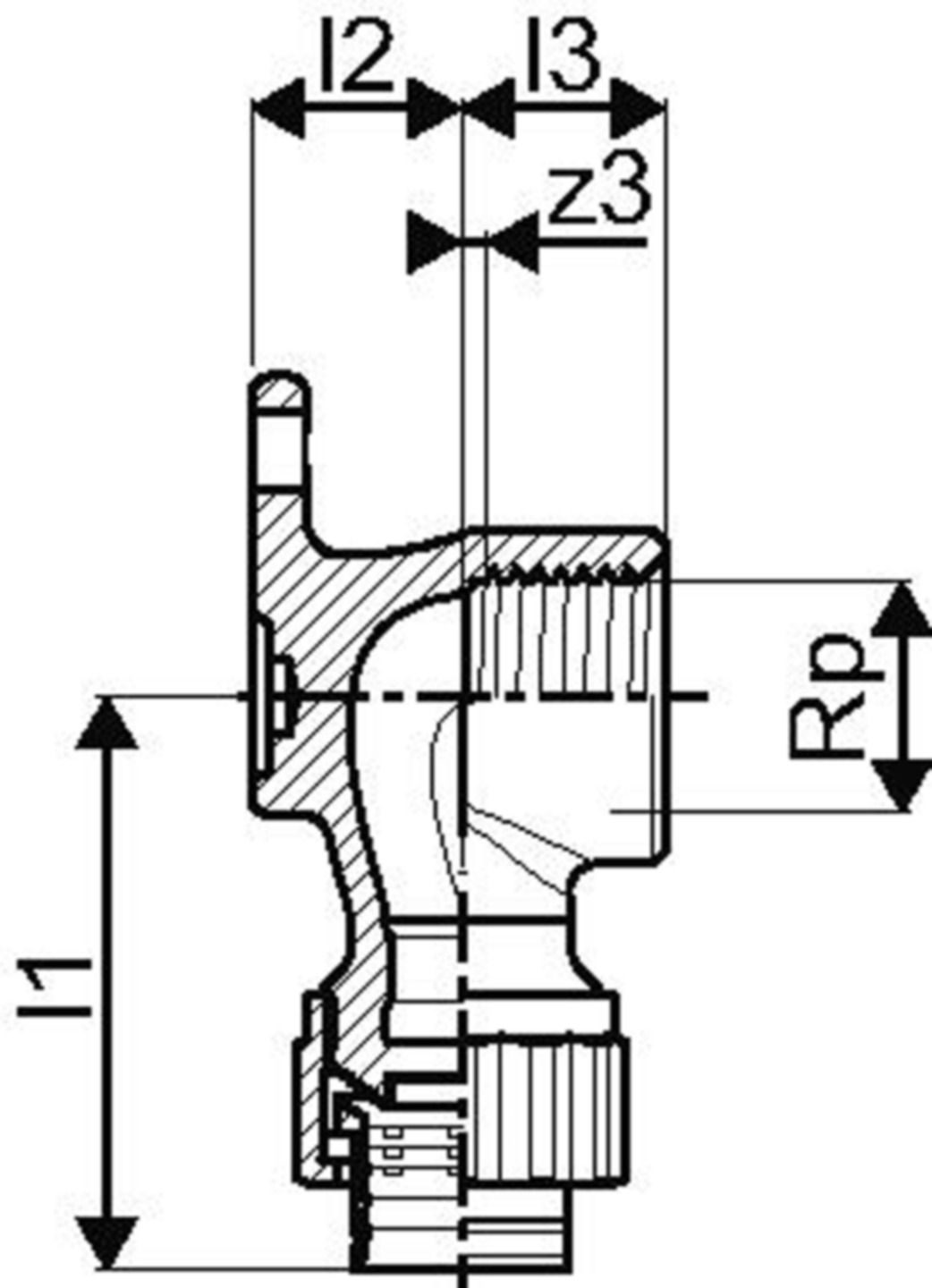 Anschlusswinkel +GF+ JRG Sanipex einfach - mit IG und Bördel-Verschraubung