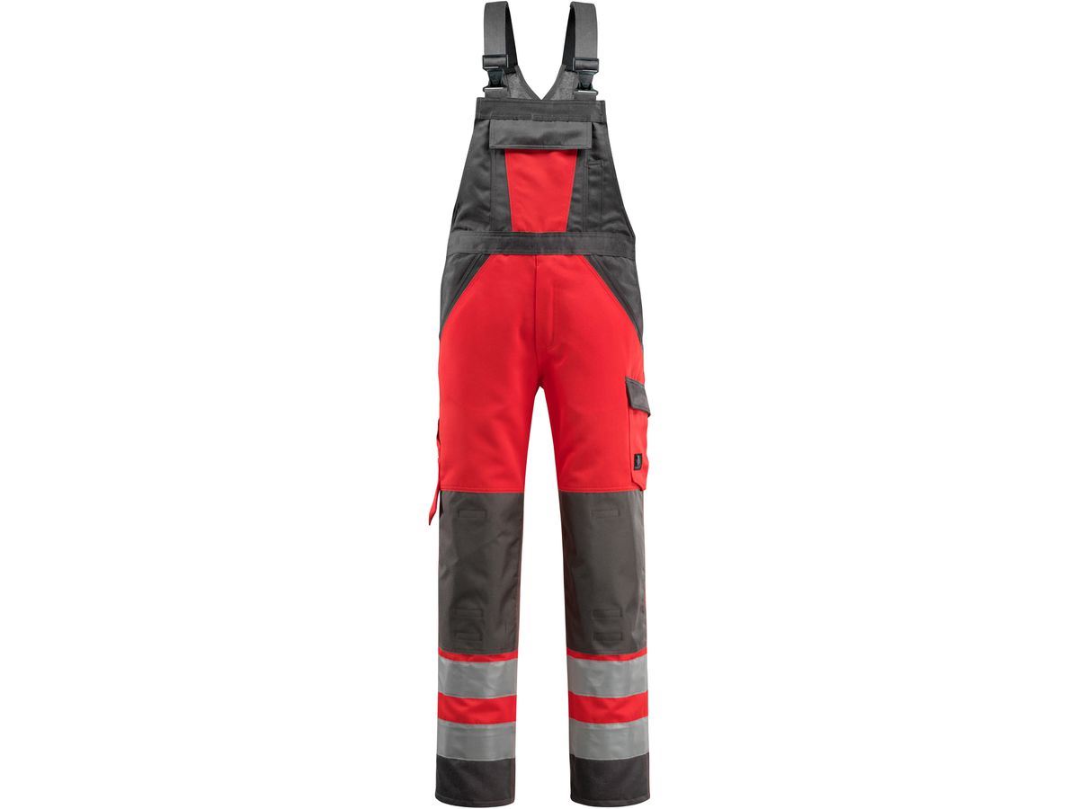 Latzhose Gosford, Gr. 82C60 - hi-vis rot/dunkelanthr. 80% PES / 20% CO