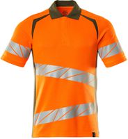 Polo-Shirt fluoreszierend, Gr. 2XLONE - hi-vis orange/moosgrün