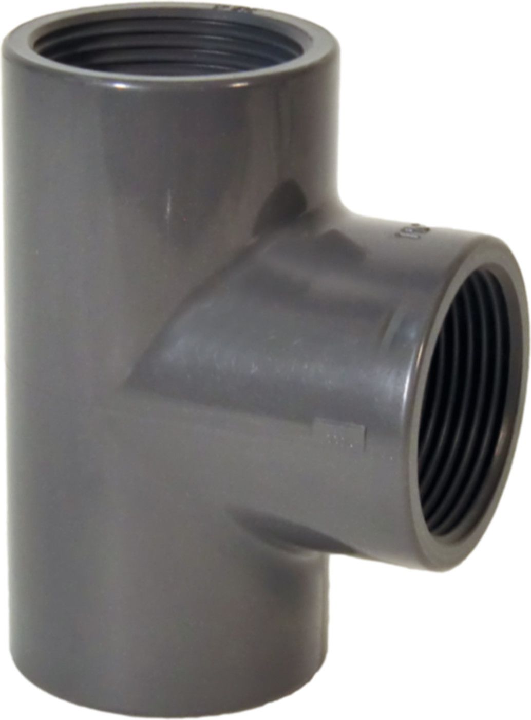 T 90° egal PVC-U metrisch - mit Zylindrischem Rohr IG Rp