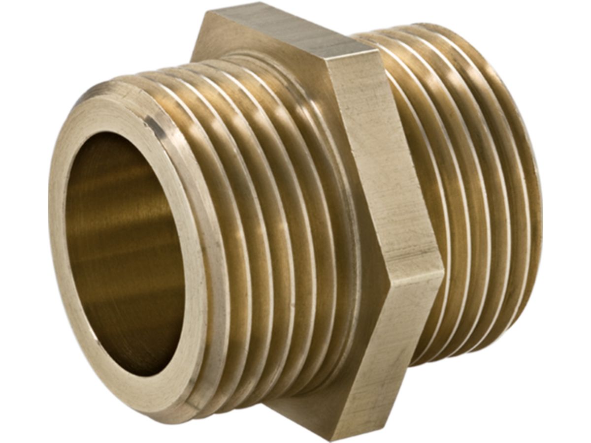 Doppelnippel flachdichtend 1/4" - Messing