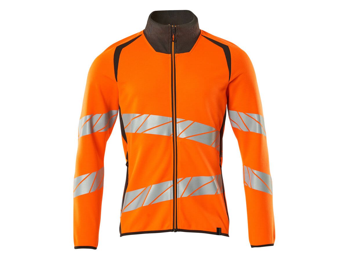 Sweatshirt mit Reissverschluss, Gr. 4XL - hi-vis orange/dunkelanthrazit
