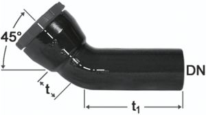 HD Bogen 45°, Schraubmuffe und Spitzende - Fig. 2322