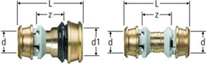 Kupplungen NUSSBAUM Optiflex-Flowpress - PN 10, für 1-LU-Rohre, Rotguss, Kunstst.