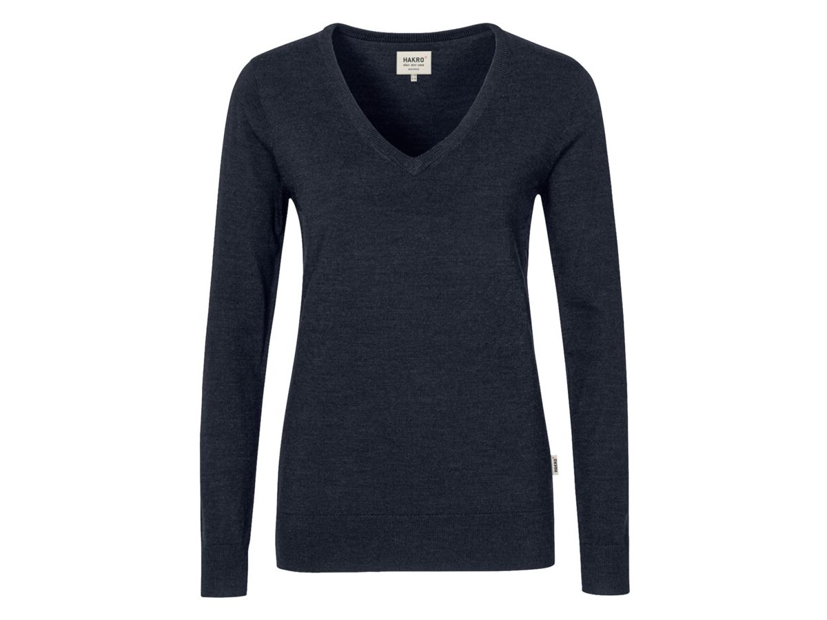 Women V-Pullover Merino-Wool - 315 dark-grey-melange