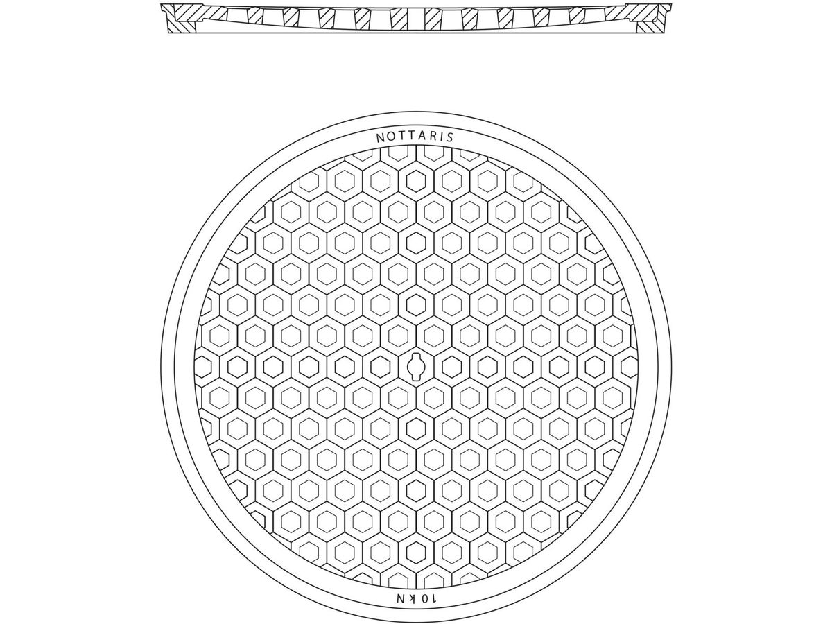 Strassenrost gelocht Fig. 152-60 (22-5) - 5 to, Schlüsselloch + dämpfende Einlage