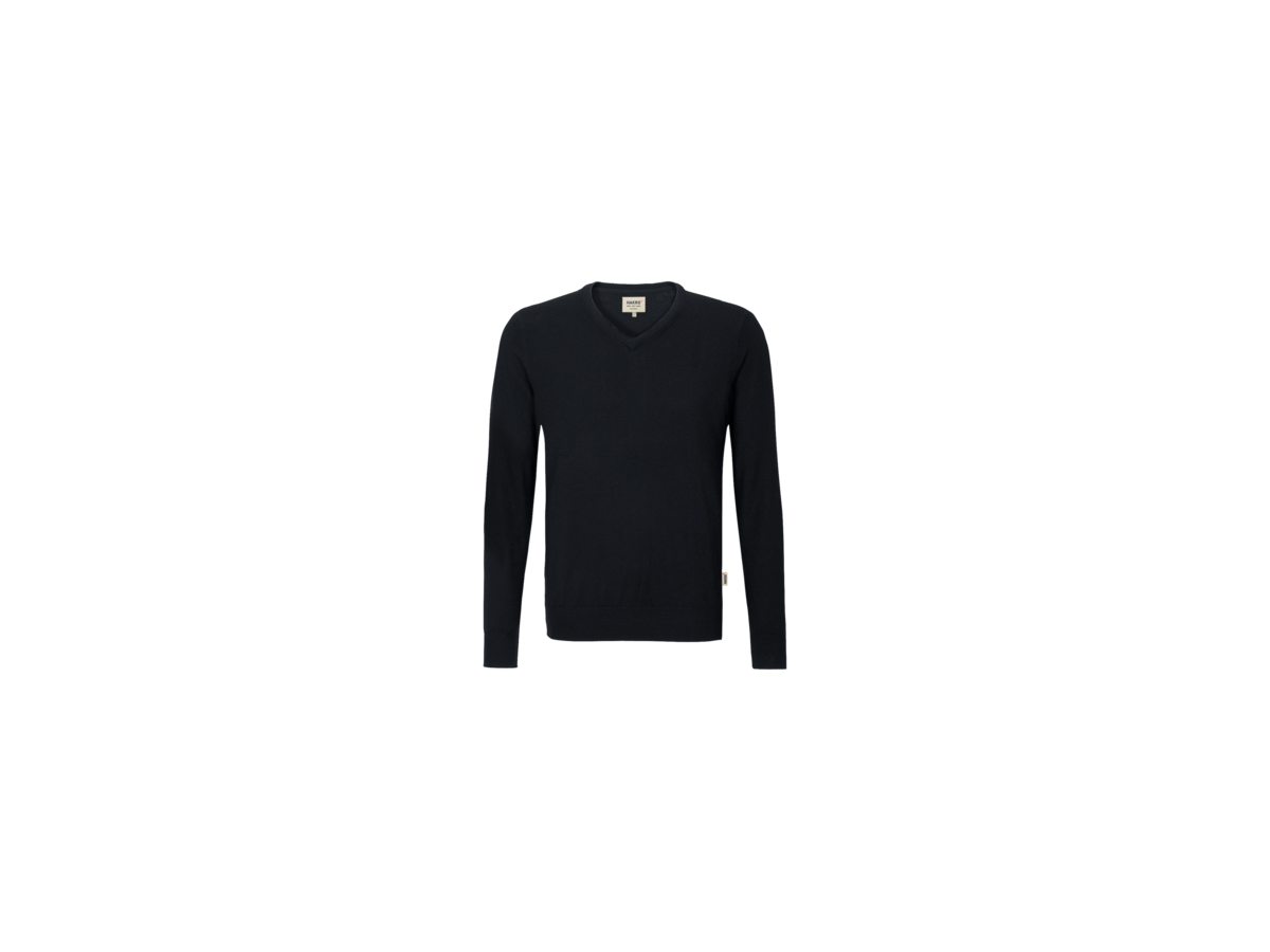 V-Pullover Merino Wool Gr. M, schwarz - 100% Merinowolle