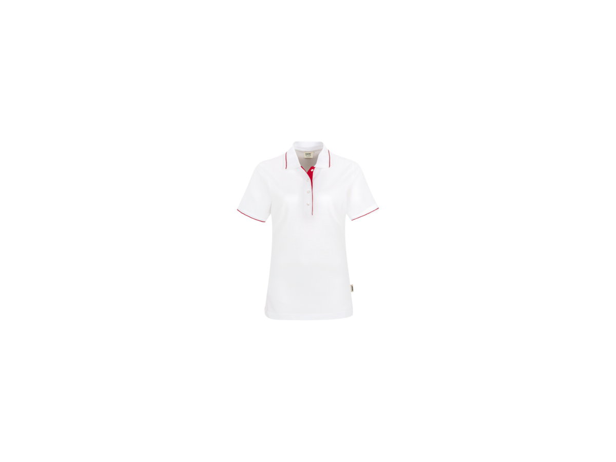 Damen-Poloshirt Casual Gr. L, weiss/rot - 100% Baumwolle
