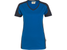 Damen-V-Shirt Co. Perf. M royalb./anth. - 50% Baumwolle, 50% Polyester, 160 g/m²