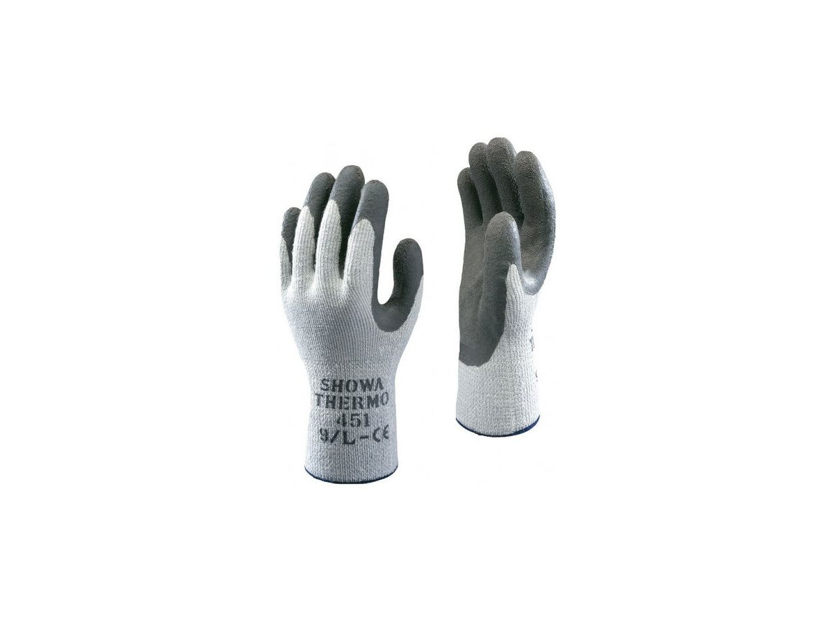 SHOWA Thermo Grip 451 Handschuh grau S - Latexbeschicht. atmungsaktiver Handrück.