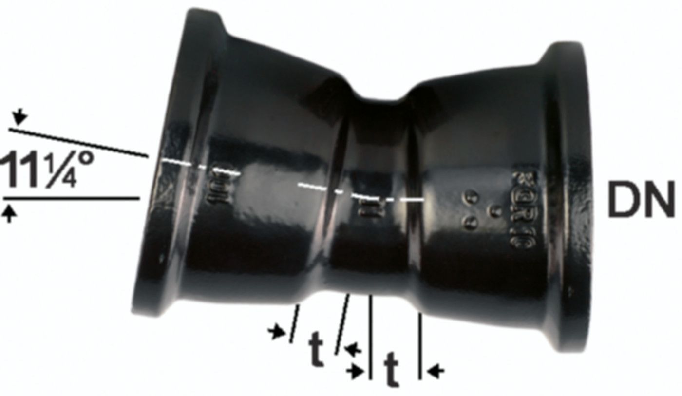 Hochdruckguss Bogen 11° 2 Steckmuffen - Fig. 2825A