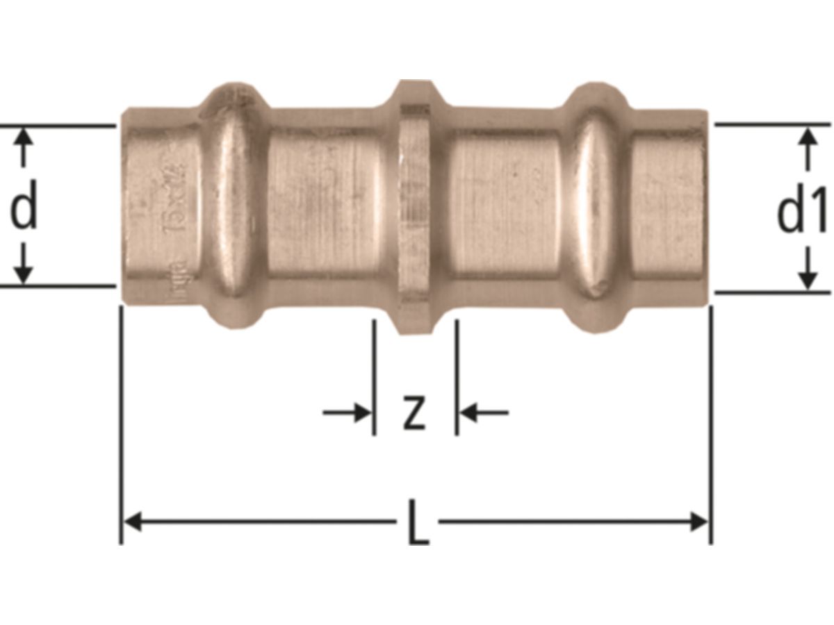 Optipress-Uebergang 22 x 22 mm - auf alte Cu Rohre