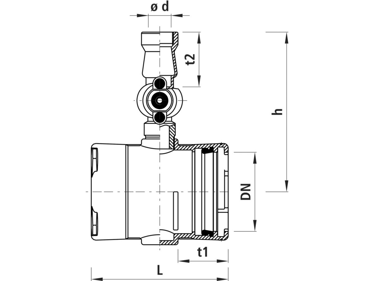 Combi-T-Light Hawle, mit Steckmuffe - BAIO, Abgang für PE, PN 16