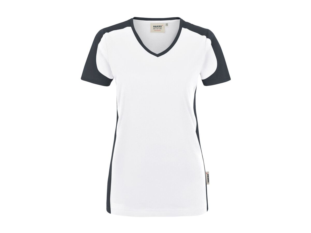 Damen-V-Shirt Contrast Performance - 50% Baumwolle, 50% Polyester, 160 g/m²