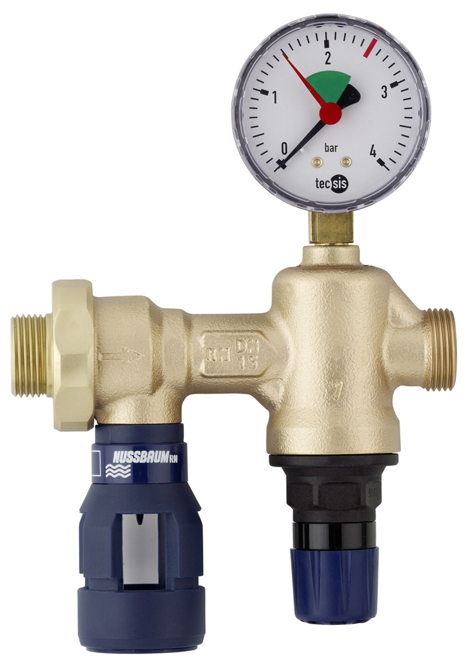 Heizungsfüllgarnitur PN 10 Nussbaum - mit Aussengewinden und Manometer Nr15092