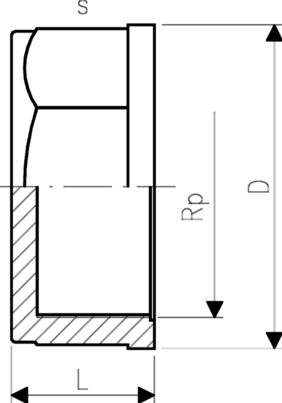 Kappe PVC-U Rp - mit zylindrischem Rohr IG