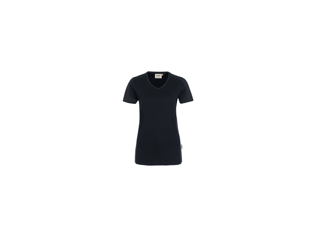 Damen-V-Shirt Co. Perf. 5XL schw./anth. - 50% Baumwolle, 50% Polyester, 160 g/m²