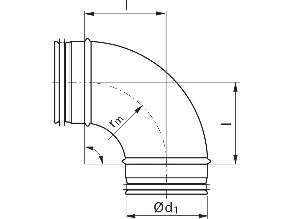 Spiralrohrbogen 90°