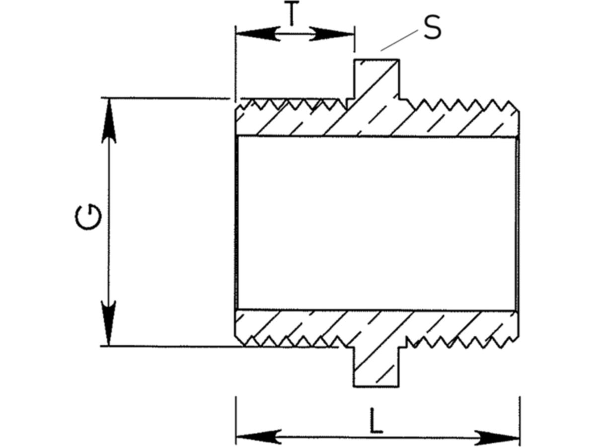 Doppelnippel flachdichtend 1/4" - Messing
