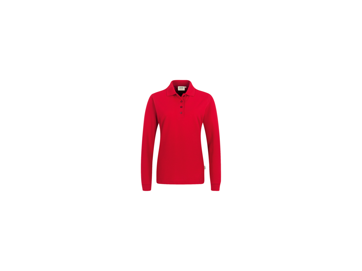 Damen-Longsleeve-Poloshirt Perf. 6XL rot - 50% Baumwolle, 50% Polyester, 220 g/m²