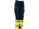 Hose Damen Diamond, Stretch, Gr. 82C38 - schwarzblau/hi-vis gelb, mit Knietaschen