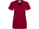 Damen-V-Shirt Classic Gr. M, weinrot - 100% Baumwolle