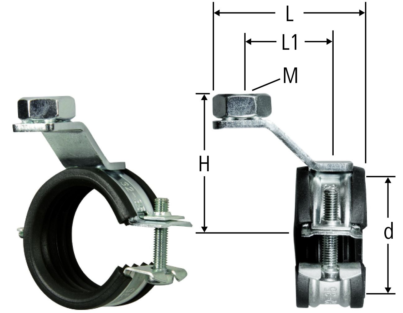 Rohrschelle gekröpft, mit Gummieinlage - zu Optiflex-Einlegekasten 87054