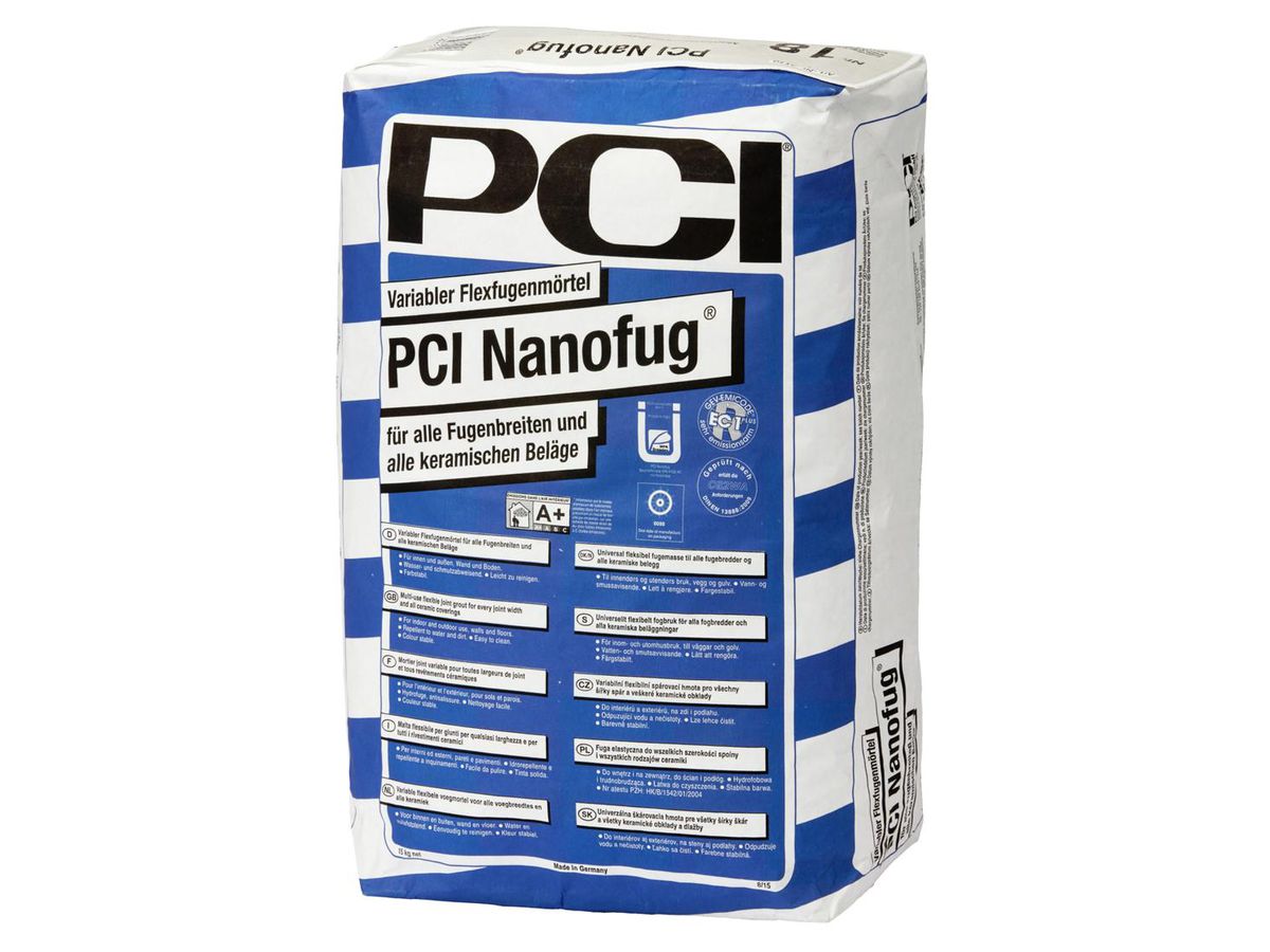 PCI Nanofug 21 hellgrau à 15 kg - Variabler Flexfugenmörtel innen + aussen