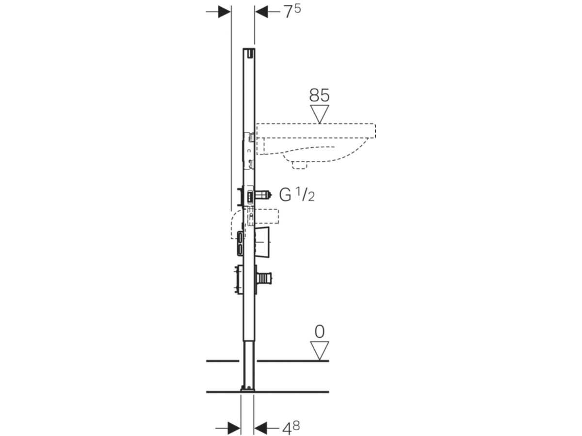 Geberit Duofix Element für Wascht. 112 - Standarmatur, mit zwei Wasserzählerstr.