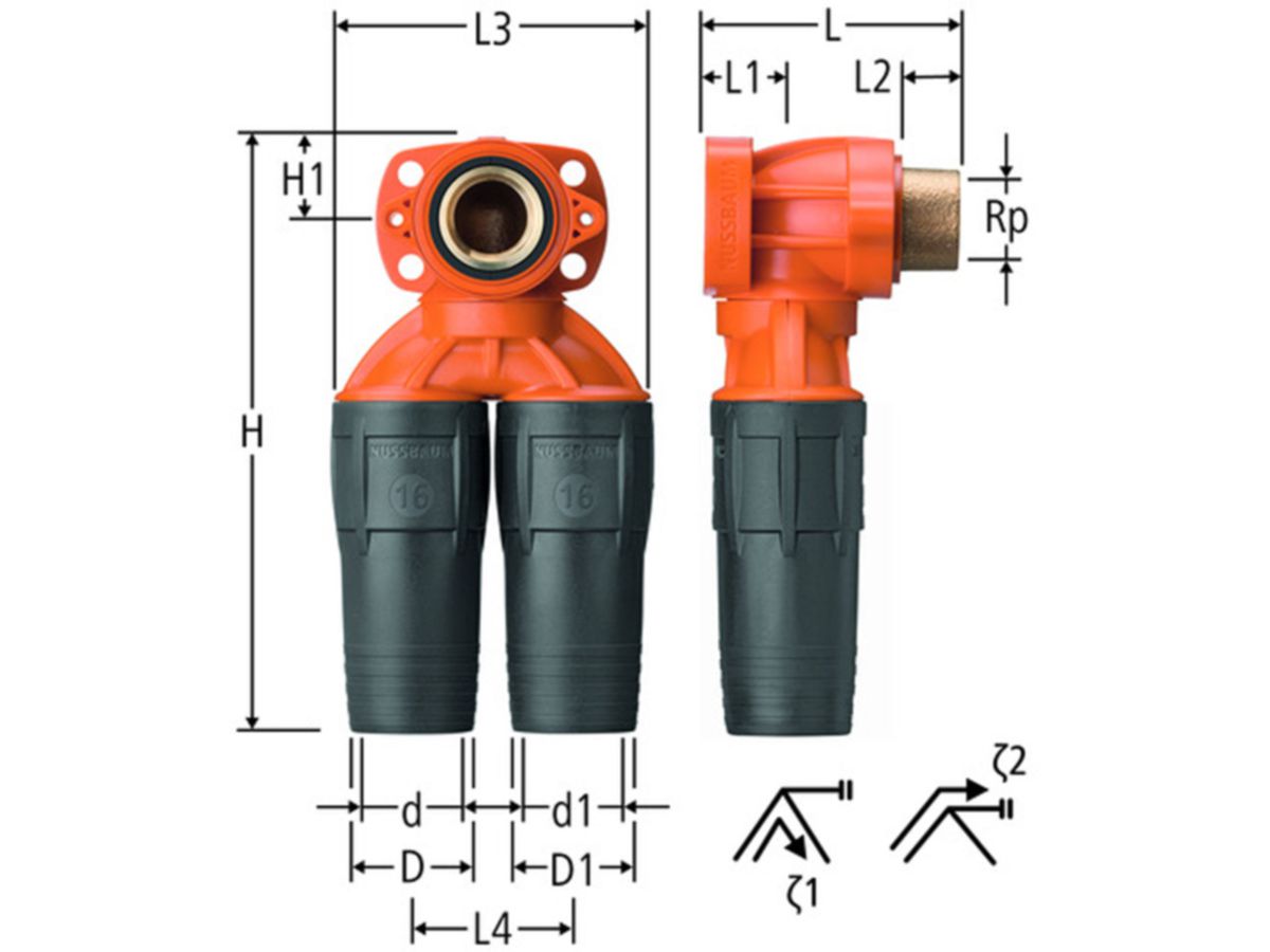 Optiflex prOfix Doppeldose - Anschlusswinkel lang