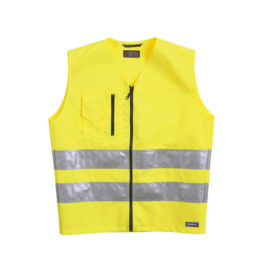 Leuchtgelbe Warnweste aus Polyester/ - Baumwollgewebe,Reflexstreifen Gr. M