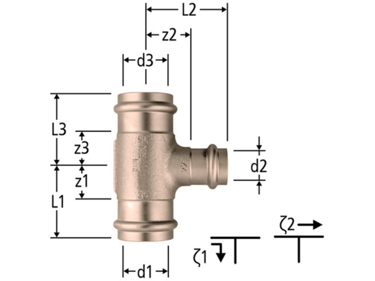 Optipress-T-Stück 25x18x15 mm