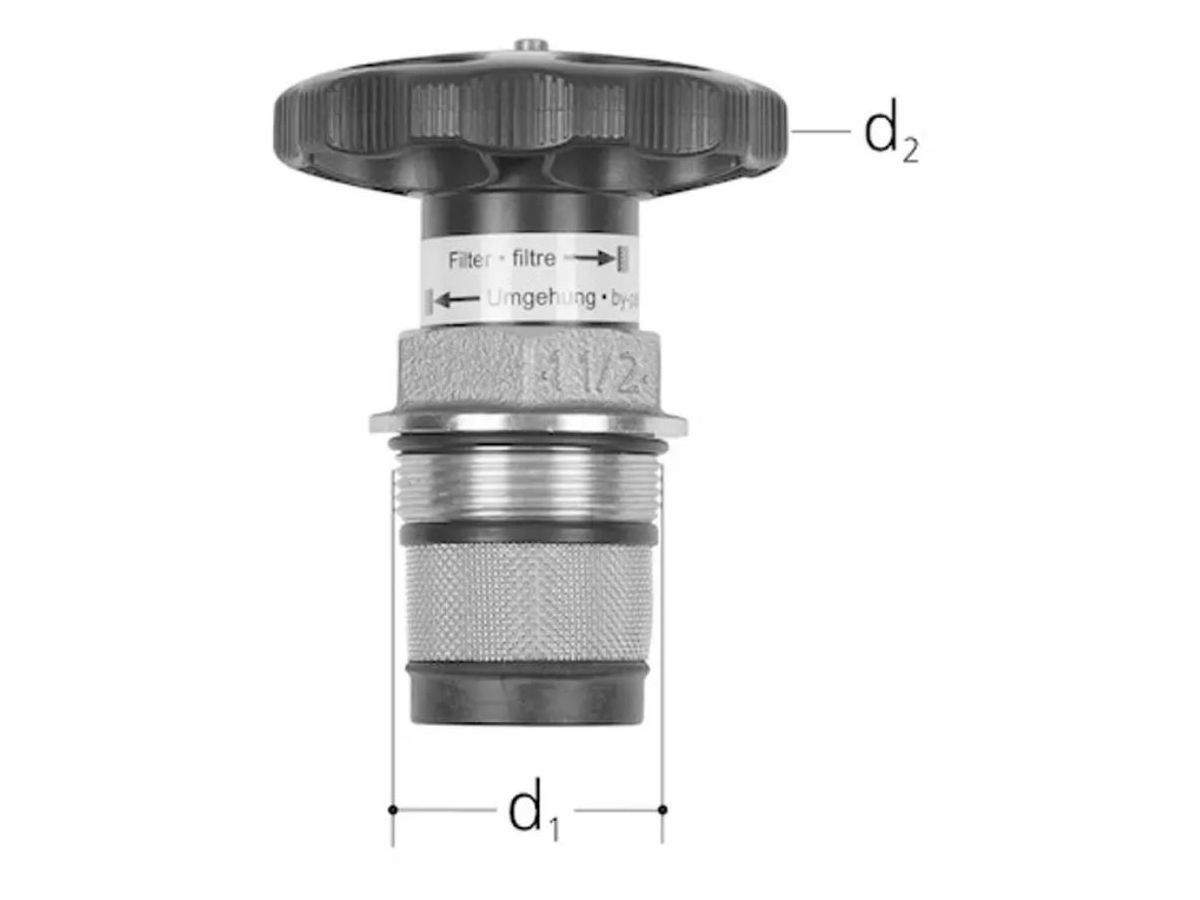 Oberteil JRG 11/4" Eingang - Zu Feinfilter mit Umgehung JRG 1840/1846