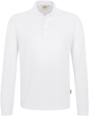 Longsleeve-Poloshirt Perf. Gr. L, weiss - 50% Baumwolle, 50% Polyester, 220 g/m²
