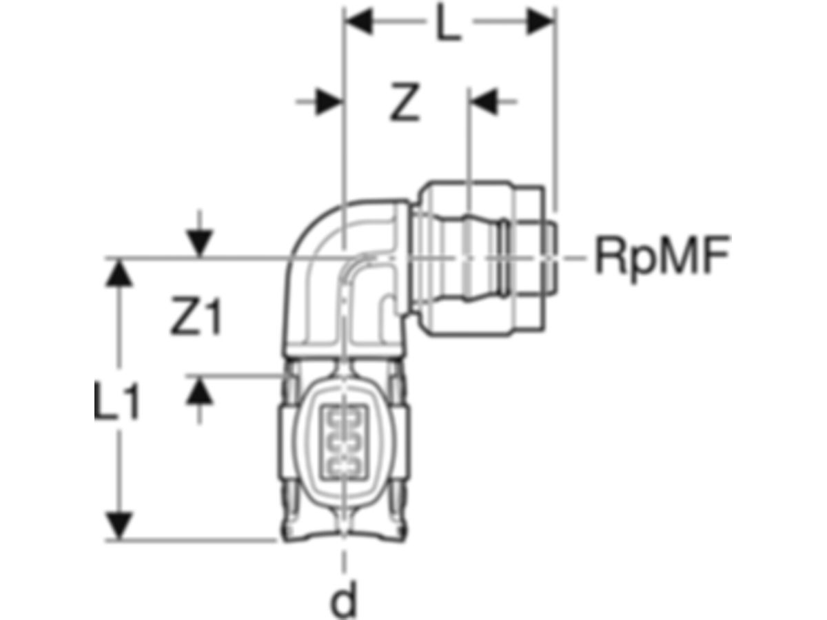 Übergangswinkel 90° mit MasterFi - GEBERIT FlowFit