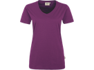 Damen-V-Shirt Perf. Gr. S, aubergine - 50% Baumwolle, 50% Polyester