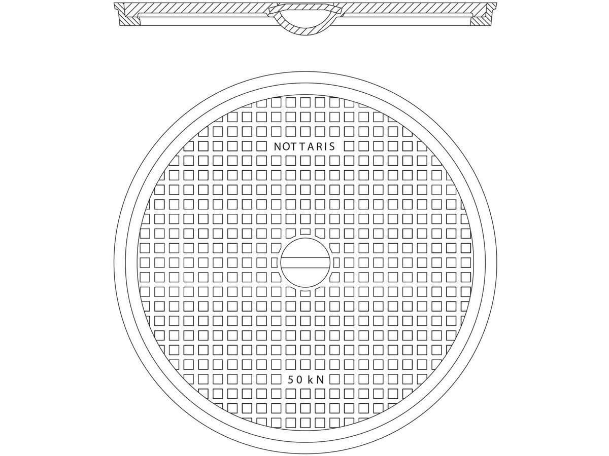 Schachtabdeckung Fig. 21H-50 - 5 To, mit Handgriff + dämpfender Einlage