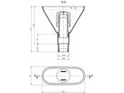 Einlauftrichter PE oval siphoniert 56 mm - Trichterhöhe 127 / Gesamthöhe 195 mm