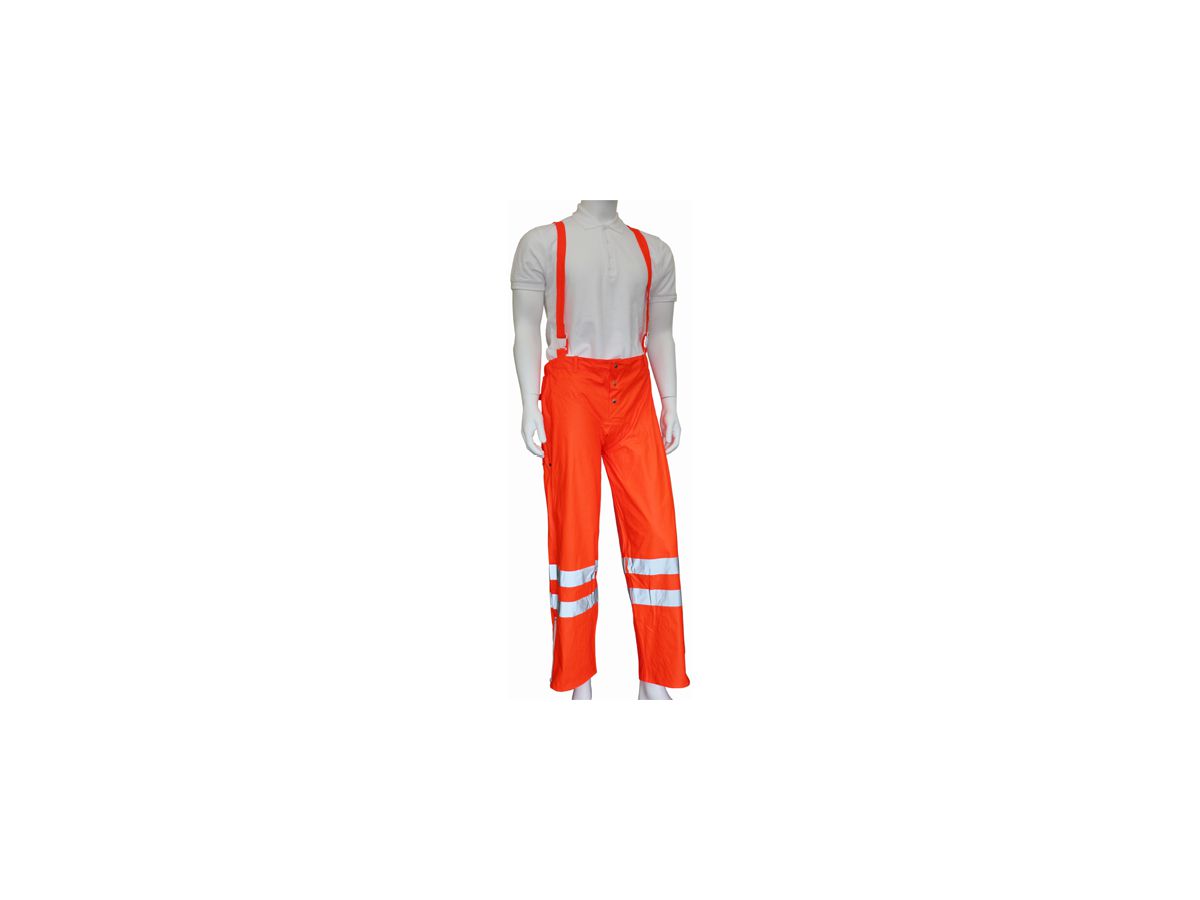 Regenhose mit Hosenträger Gr. M - hi-vis orange, EN 20471 Kat. II